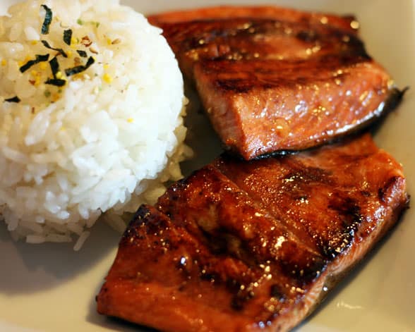 soy-salmon soy and sugar salmon with white rice
