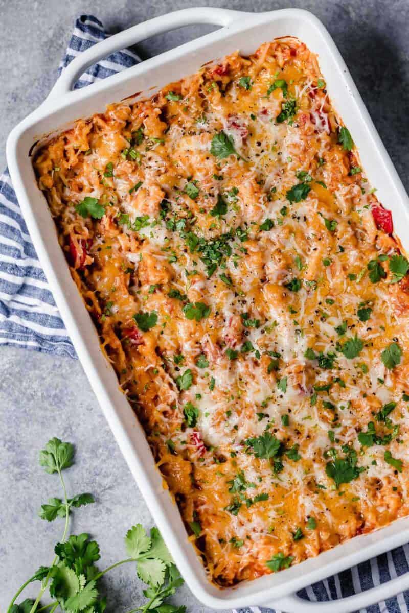 Bold flavors of Tex-Mex cuisine combined in this classic chicken and rice casserole make for an easy choice for weeknight dinner!