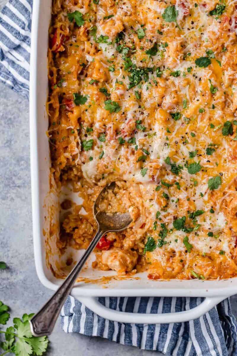 Bold flavors of Tex-Mex cuisine combined in this classic chicken and rice casserole make for an easy choice for weeknight dinner!