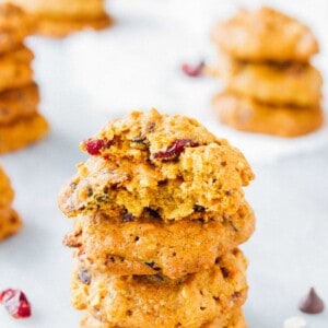 Pumpkin oatmeal cookies with dried cranberries and chocolate chips for a wonderful Fall-inspired cookie that will leave everyone begging for more!