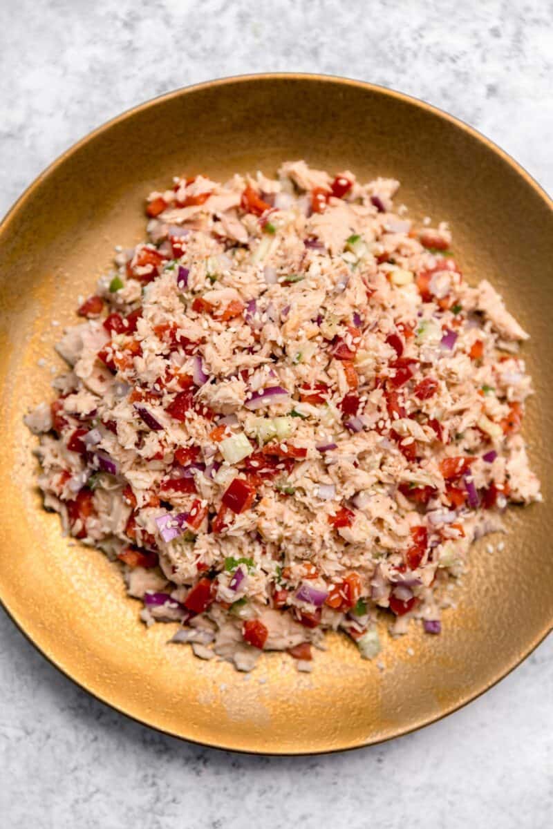 This Thai tuna salad is the perfect way to use up canned tuna in the pantry! Easy ingredients make this Thai tuna salad so flavorful and full of protein!