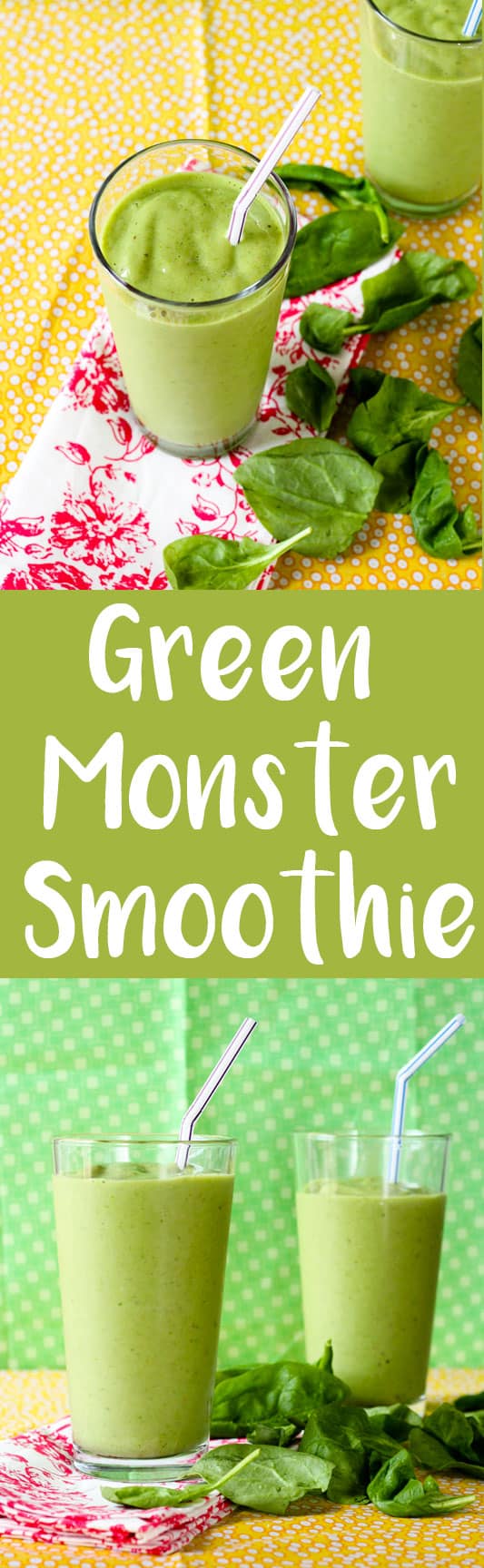 This green monster smoothie is packed with delicious fruit and you won't even be able to tell there is a healthy green leaf in here!