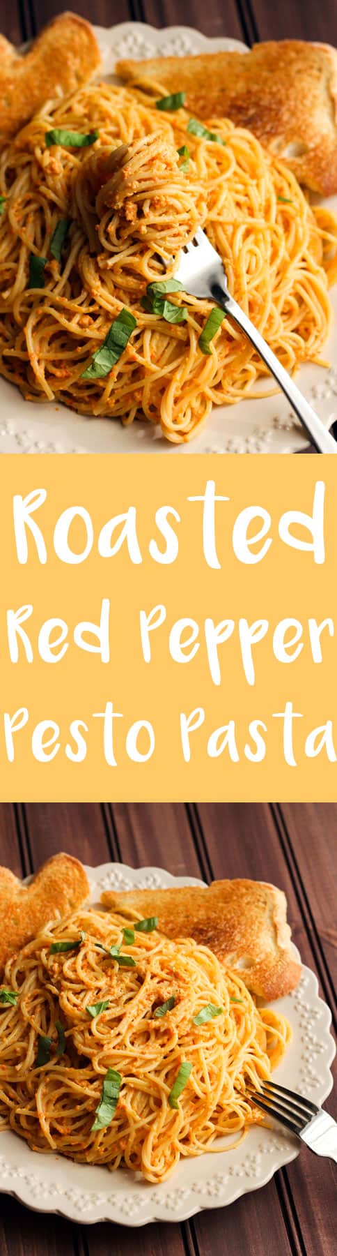 Roasted red pepper pesto pasta has so much flavor and it's so easy to make!