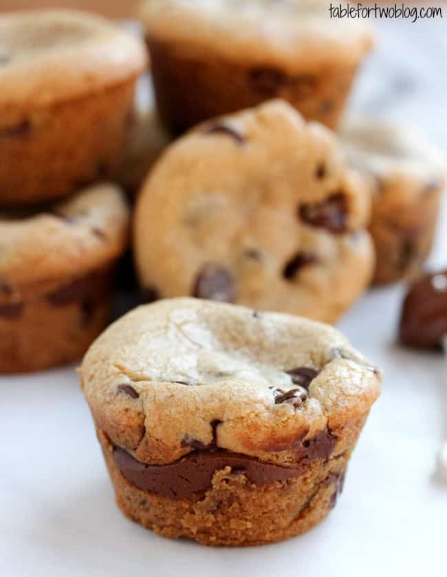 Nutella Lava Cookie Cups via tablefortwoblog.com