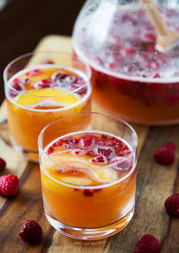 10 Remarkable Memorial Day Cocktails - Raspberry Peach Prosecco Punch