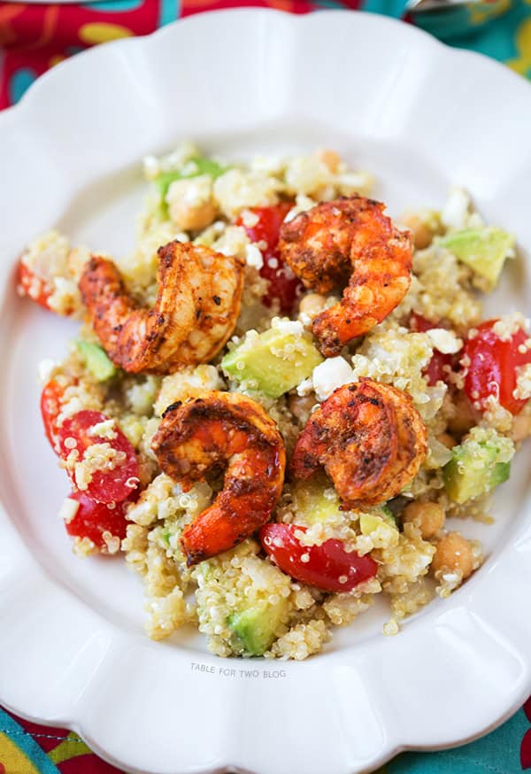 Spicy Grilled Shrimp with Quinoa Salad | tablefortwoblog.com