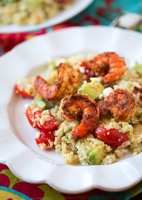 Spicy Grilled Shrimp with Quinoa Salad | tablefortwoblog.com