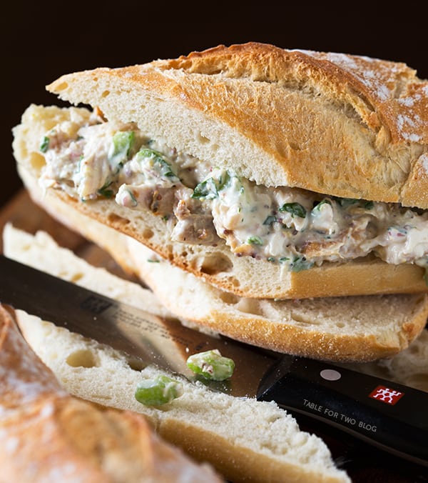 Lightened Up Chicken Salad Sandwich | tablefortwoblog.com