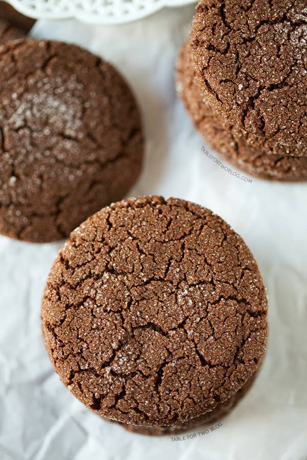Chocolate Sugar Cookies | tablefortwoblog.com