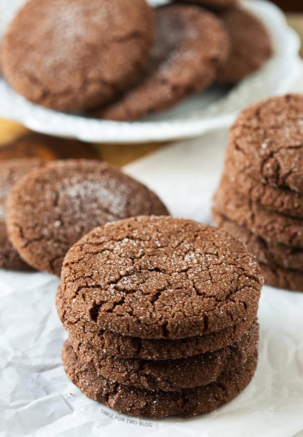 Chocolate Sugar Cookies | tablefortwoblog.com