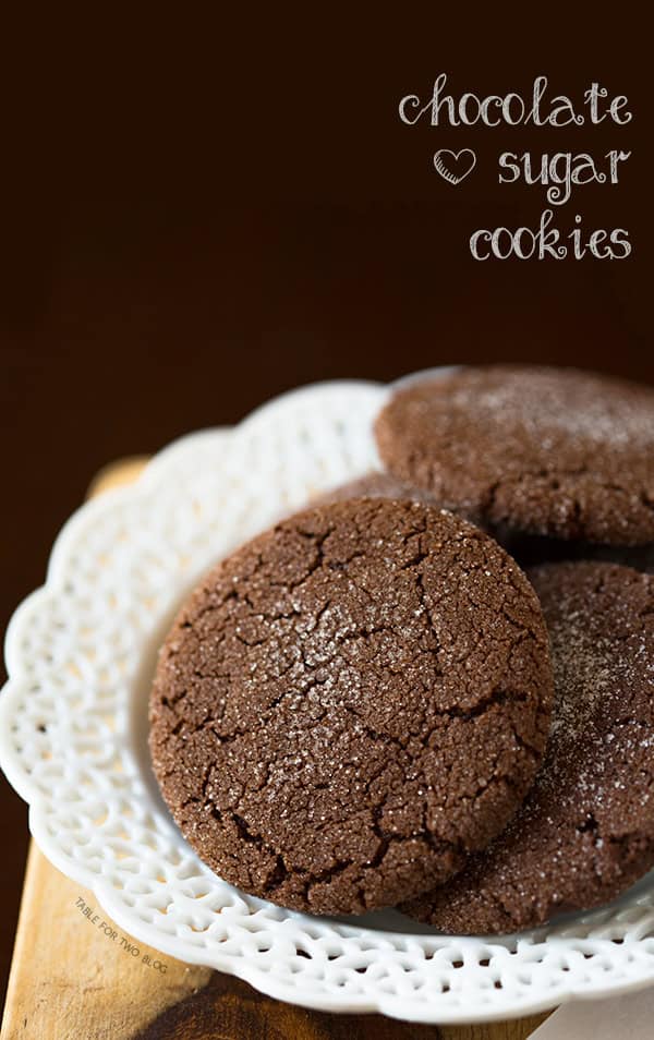 Chocolate Sugar Cookies | tablefortwoblog.com