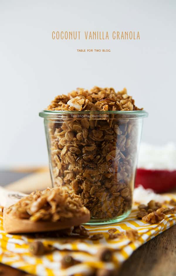 Coconut Vanilla Granola | tablefortwoblog.com