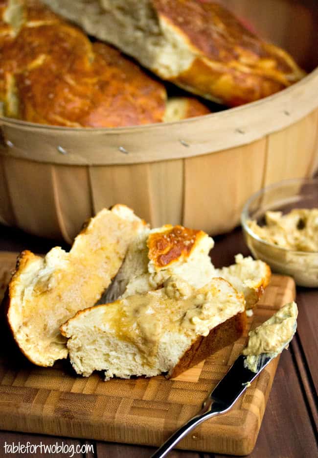 Pretzel Baguette with Mustard Butter Table for Two® by Julie Chiou