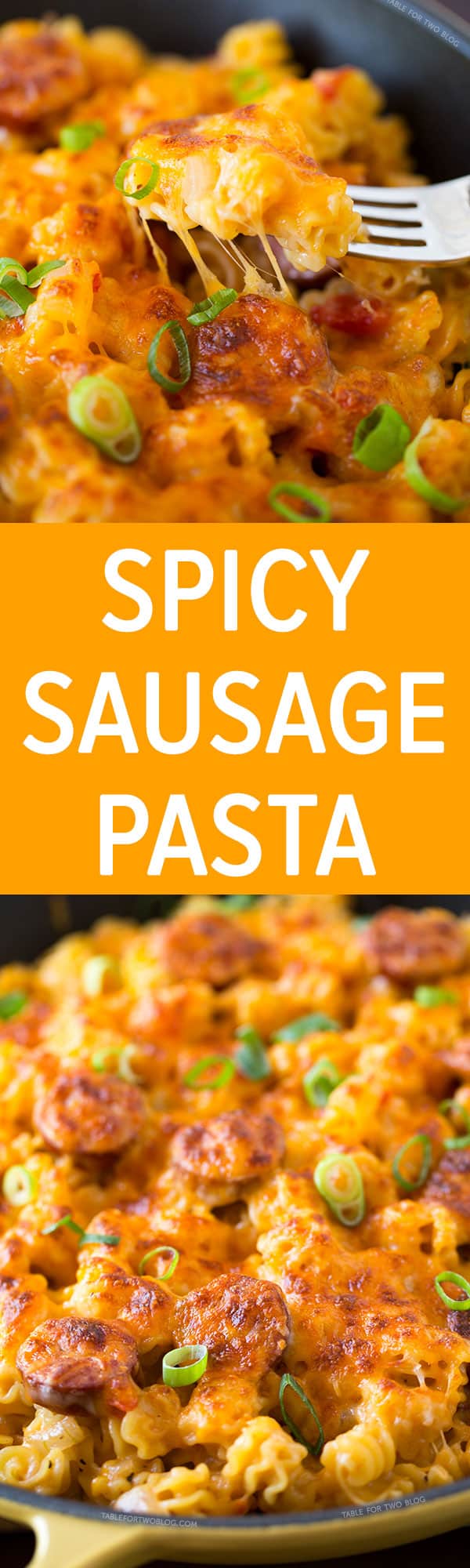 This spicy sausage pasta cooks in one pot and it's ready in no time! It's got so much flavor and a little kick at the end of every bite!