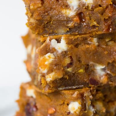 Pumpkin Blondies | tablefortwoblog.com