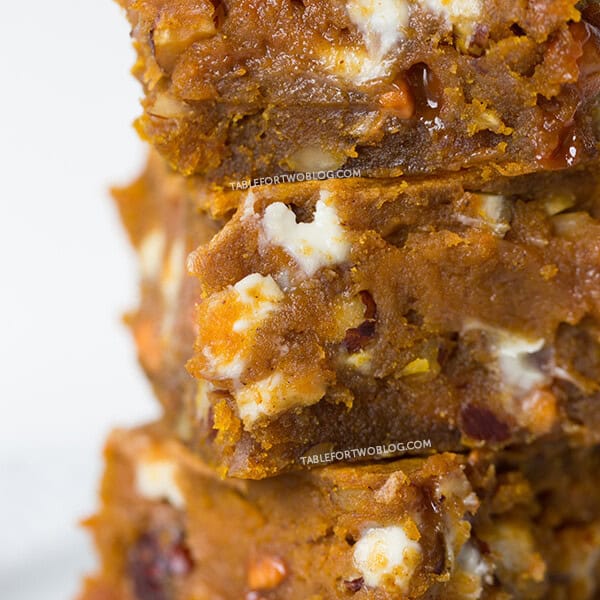 Pumpkin Blondies | tablefortwoblog.com