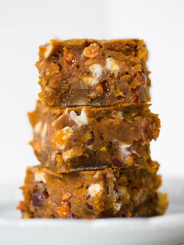 Pumpkin Blondies | tablefortwoblog.com