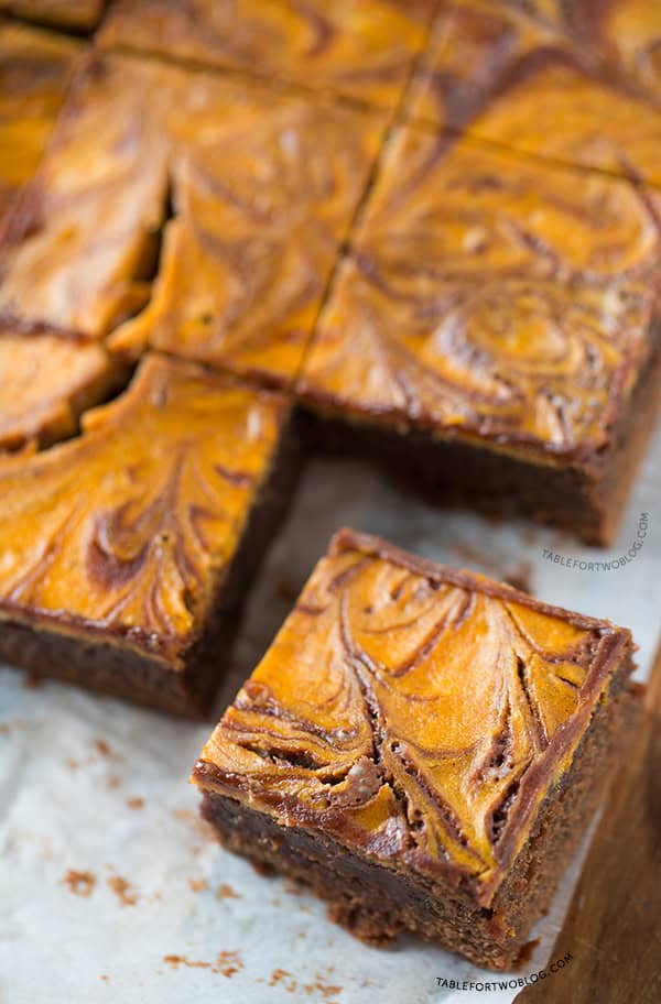 Pumpkin Cheesecake Swirl Brownies | tablefortwoblog.com