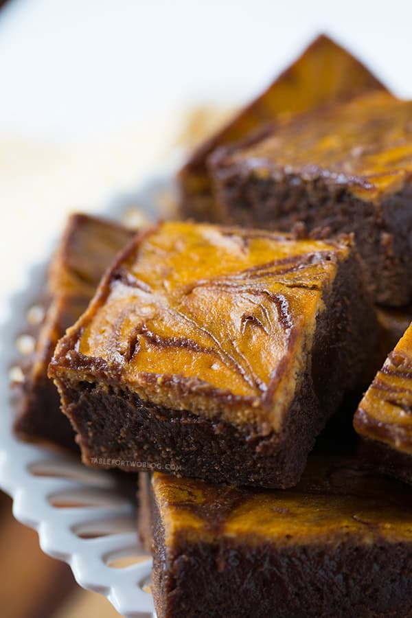 Pumpkin Cheesecake Swirl Brownies | tablefortwoblog.com