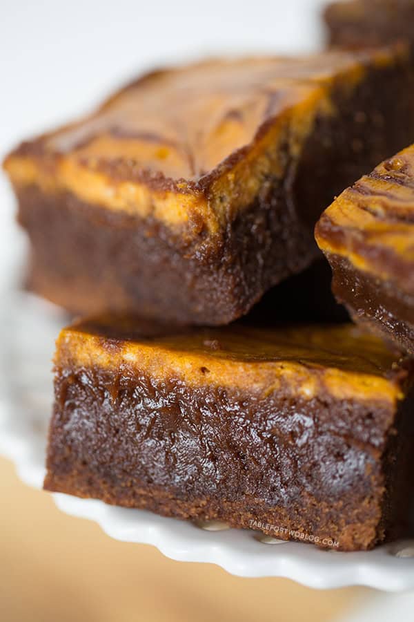 Pumpkin Cheesecake Swirl Brownies | tablefortwoblog.com