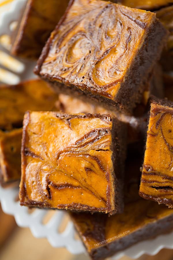 Pumpkin Cheesecake Swirl Brownies | tablefortwoblog.com