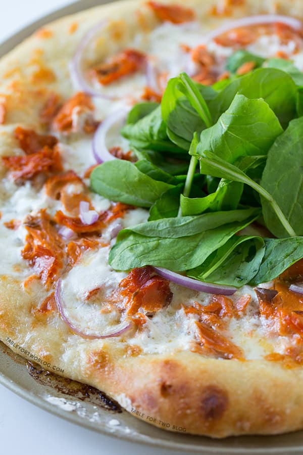Smoked Salmon and Burrata Pizza | tablefortwoblog.com