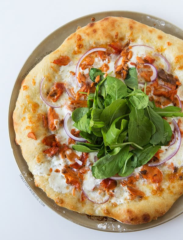 Smoked Salmon and Burrata Pizza | tablefortwoblog.com