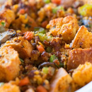 Cornbread Chorizo Stuffing | tablefortwoblog.com