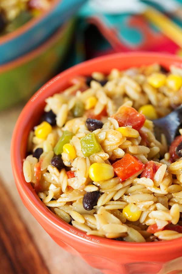 One-Pot Tex-Mex Orzo on tablefortwoblog.com