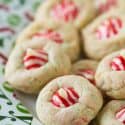 Sugar Cookie Candy Cane Blossoms from tablefortwoblog.com