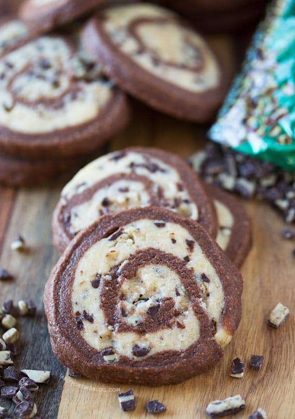 Chocolate-mint pinwheel cookies are so fun to make and the results are pretty to look at!