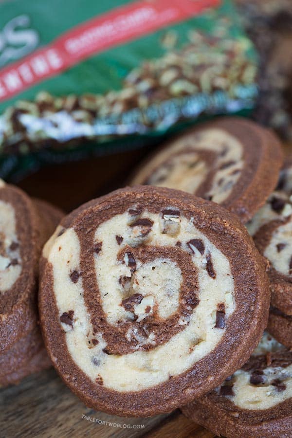 Chocolate-mint pinwheel cookies are so fun to make and the results are pretty to look at!