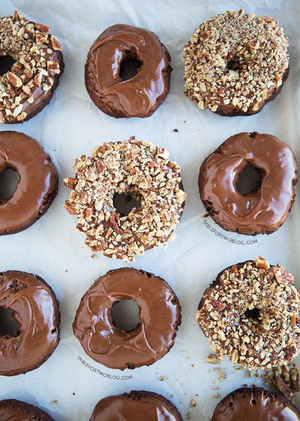 Chocolate chocolate donuts from tablefortwoblog.com