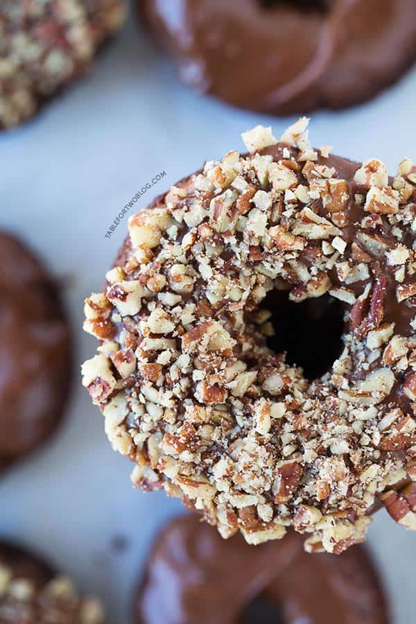 Chocolate chocolate donuts from tablefortwoblog.com