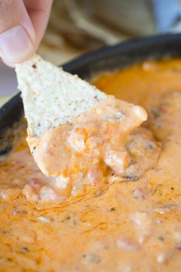 Chorizo Pimento Cheese Dip is perfect for Super Bowl Sunday! Recipe on tablefortwoblog.com