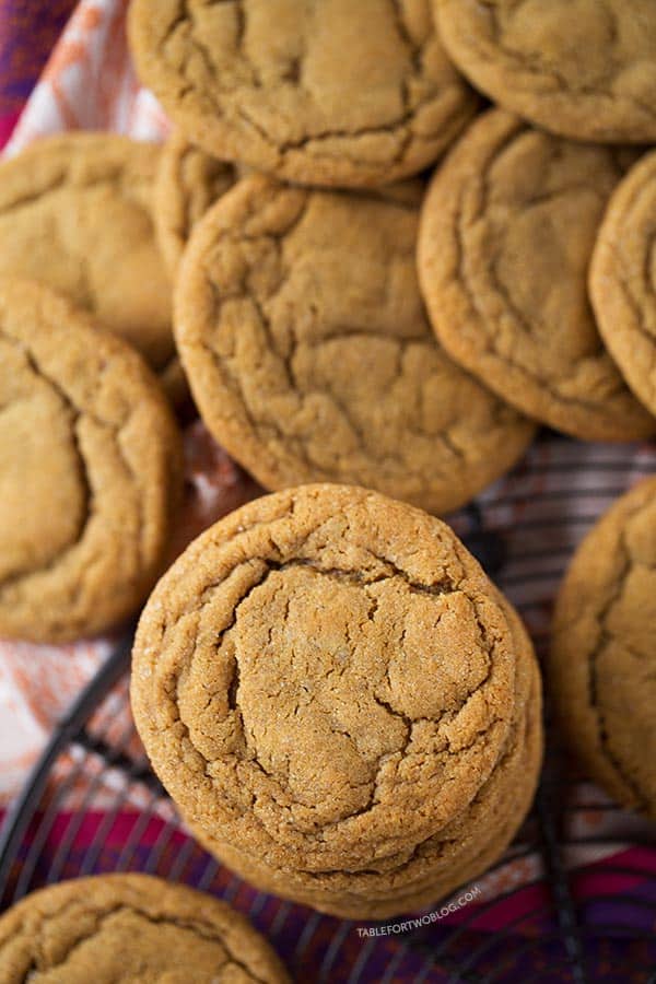 The softest and chewiest ginger molasses cookies you'll ever make! Recipe on tablefortwoblog.com