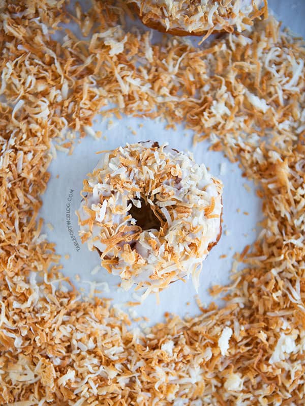 Coconut lovers will love this triple coconut donut!