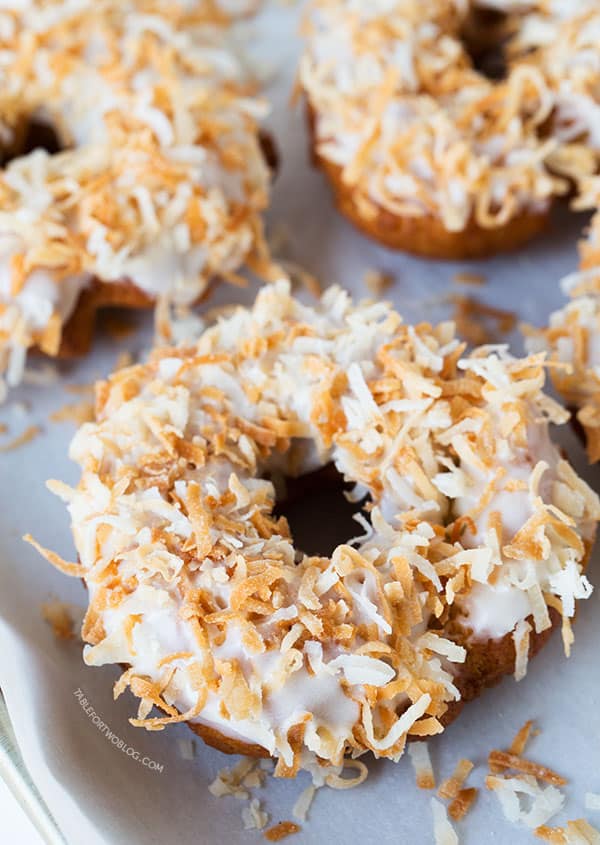 Coconut lovers will love this triple coconut donut!