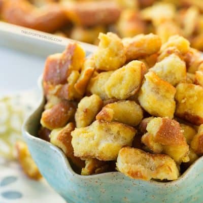 These honey mustard and onion pretzels taste EXACTLY like the ones you know and love. Recipe on tablefortwoblog.com