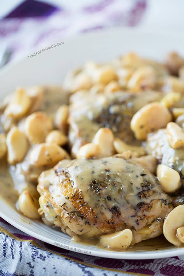 Chicken with 40 Cloves of Garlic, recipe on tablefortwoblog.com