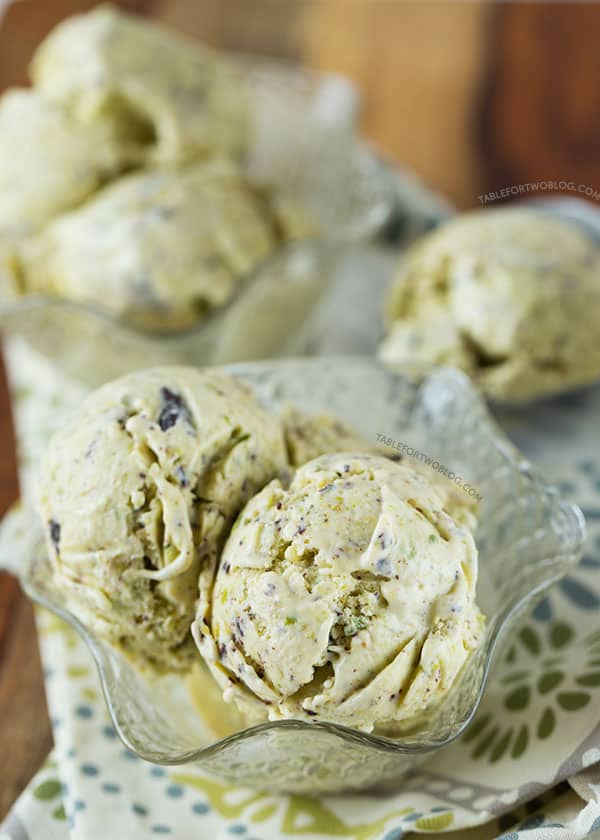 If you've never had pistachio ice cream before, you must give it a try! Recipe on tablefortwoblog.com