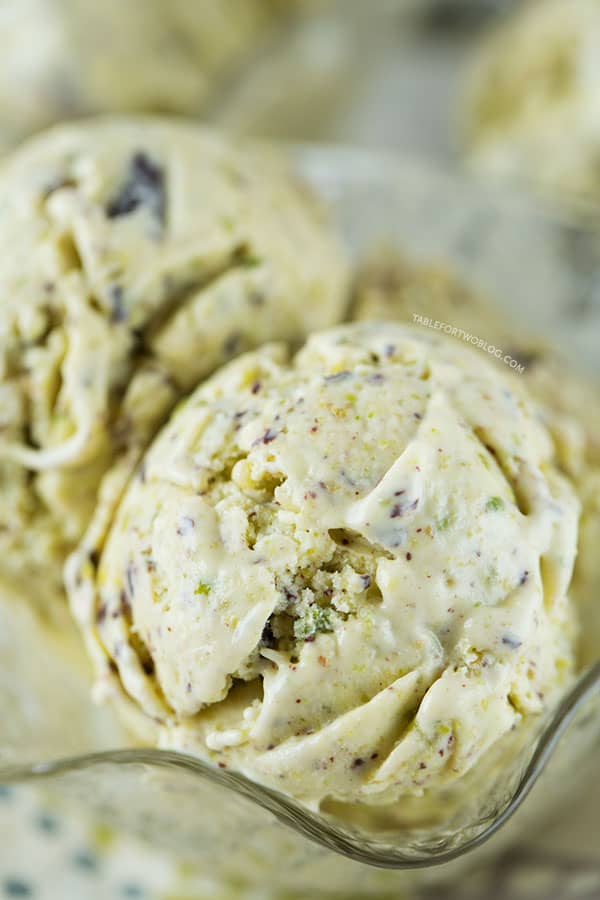If you've never had pistachio ice cream before, you must give it a try! Recipe on tablefortwoblog.com