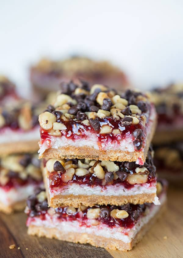 These raspberry coconut bars are every coconut and raspberry lover's dream! It will satisfy any sweet tooth! Recipe on tablefortwoblog.com