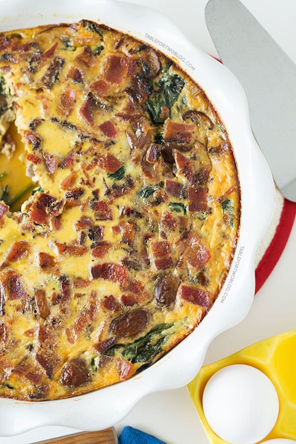 Crustless Bacon, Spinach, and Mushroom Quiche will be the star at your next brunch!