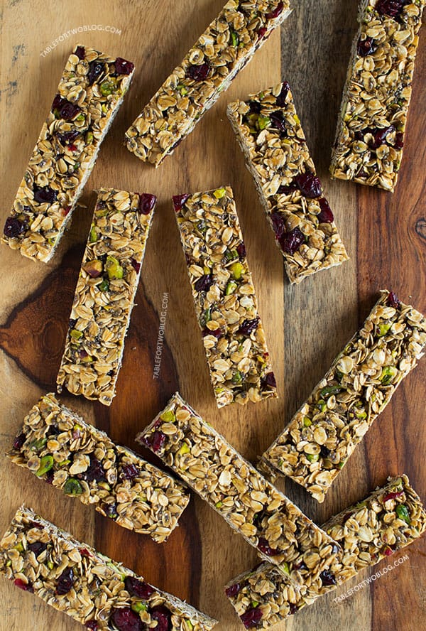 Make a batch of these cranberry pistachio granola bars to take as a snack to the beach, pool, or even plane ride for happy campers while traveling!