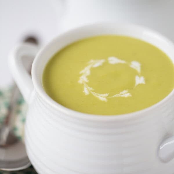 You'll want a large bowl of this chilled creamy asparagus soup for the warm weather! It's so refreshing and cools you right down!