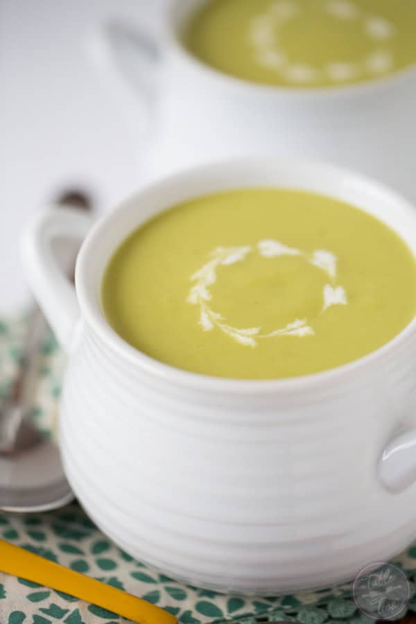 You'll want a large bowl of this chilled creamy asparagus soup for the warm weather! It's so refreshing and cools you right down!