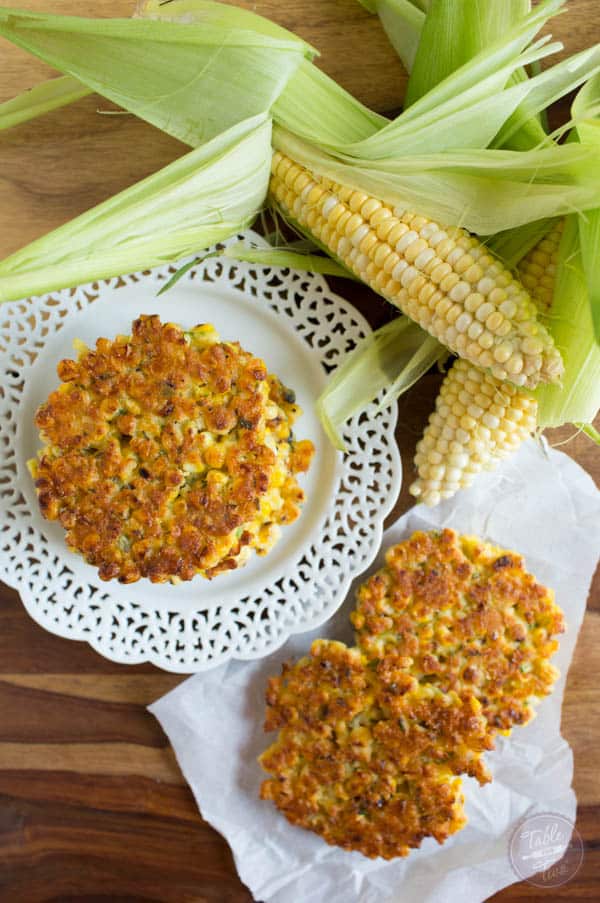 Grilled corn fritters are a great way to use your grilled corn! These little cakes are so easy to put together! Click for recipe.