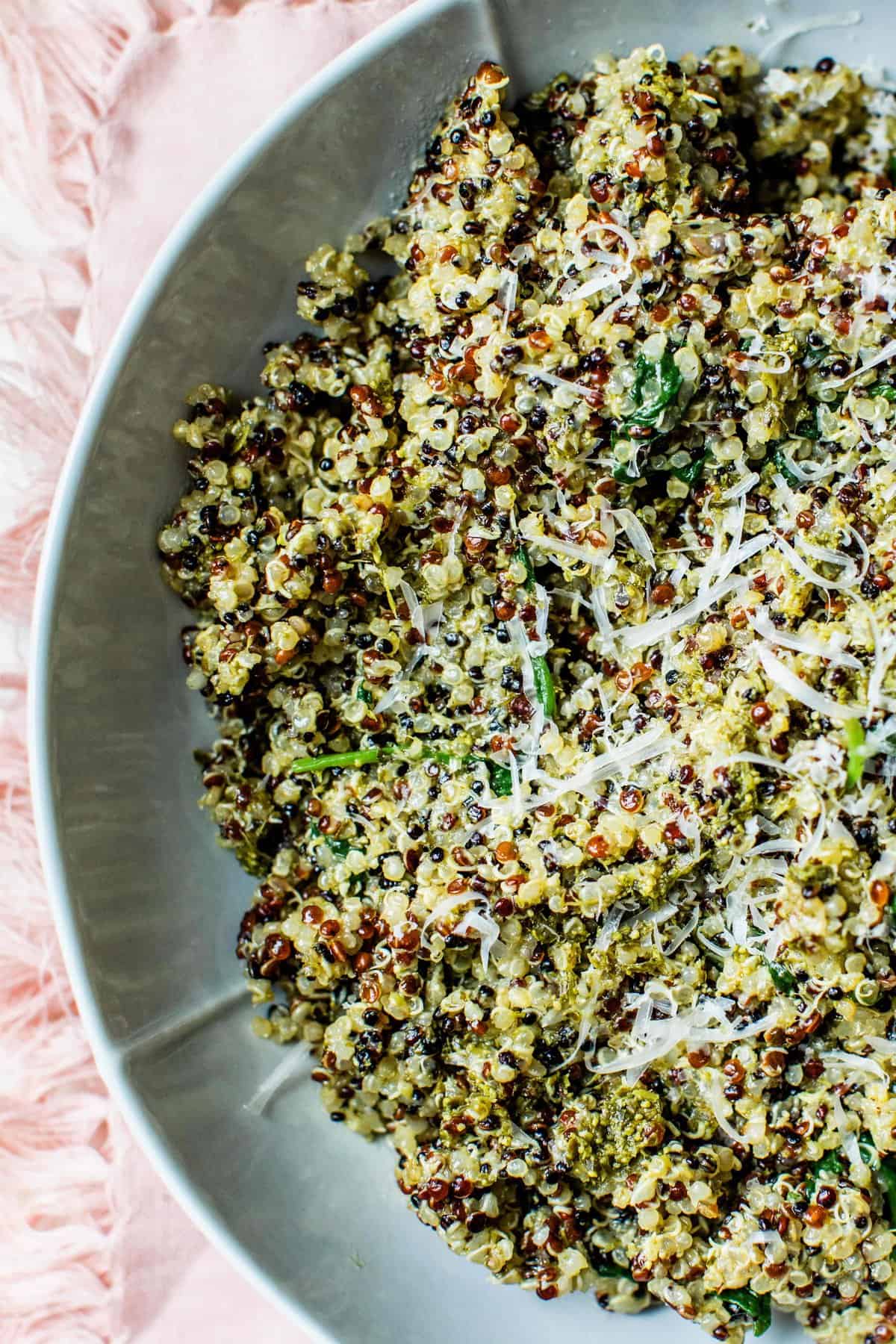 15Minute Spinach Pesto Quinoa Bowl Quinoa Bowl Recipe with Pesto