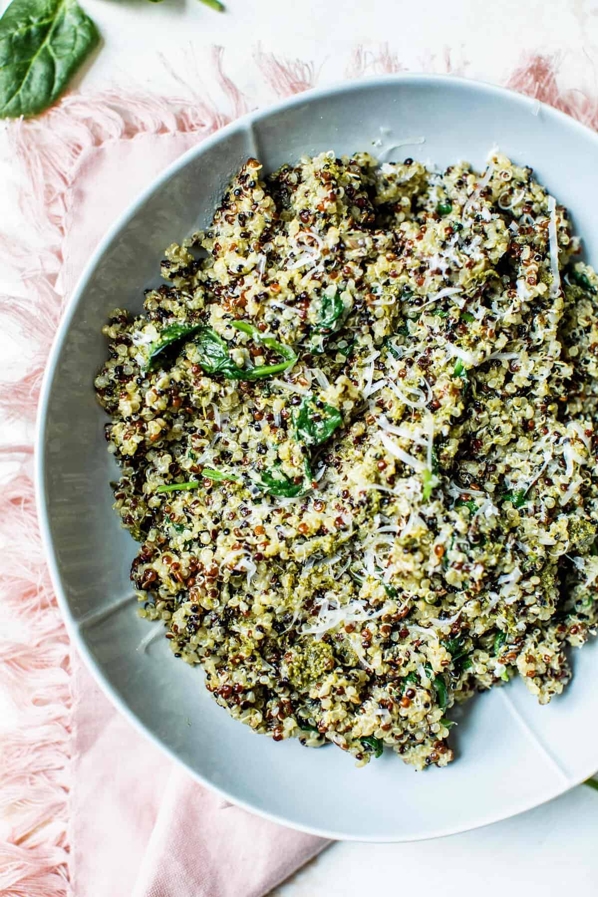 15Minute Spinach Pesto Quinoa Bowl Quinoa Bowl Recipe with Pesto